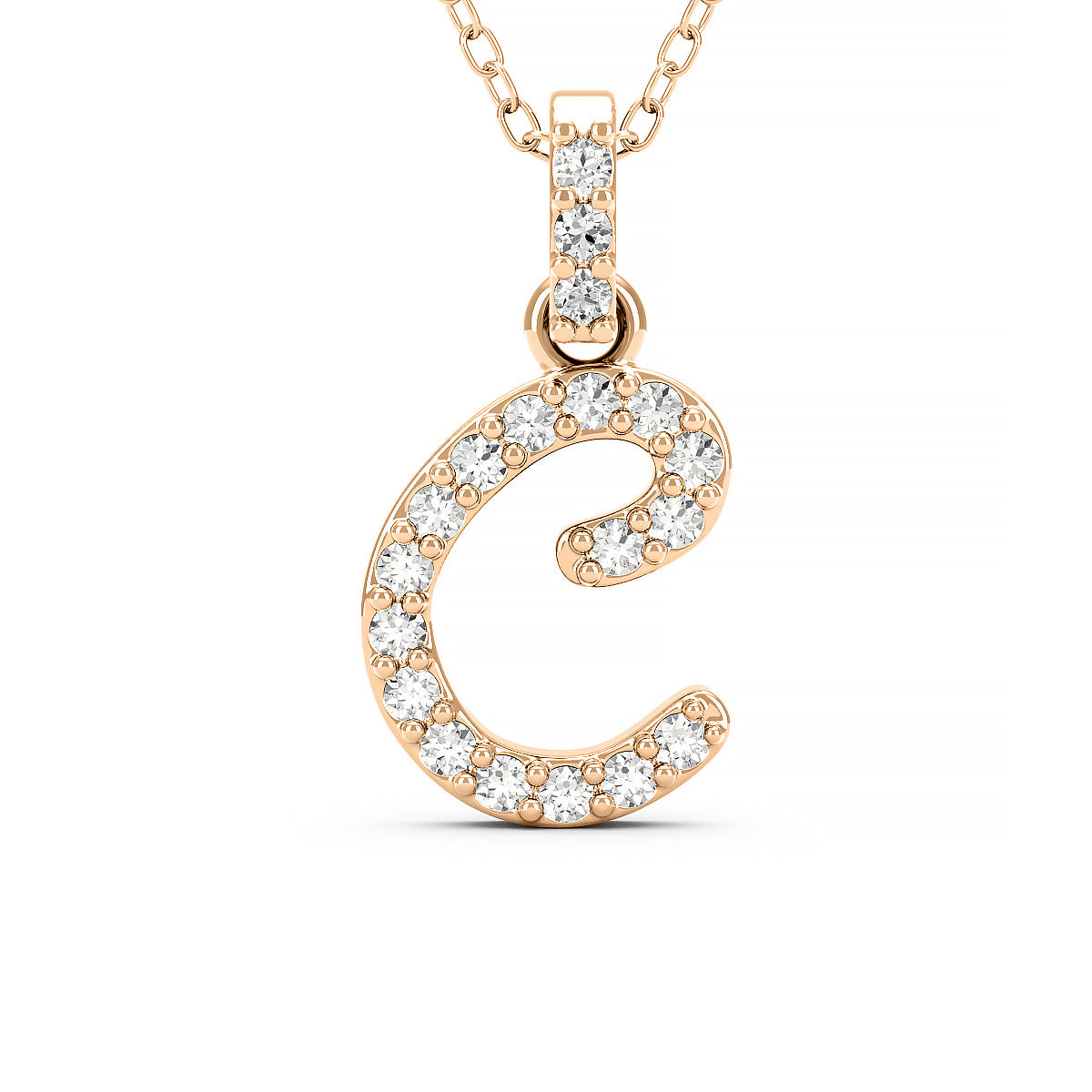 Diamond initial pendant 14K yellow/white/rose P1228 9mm