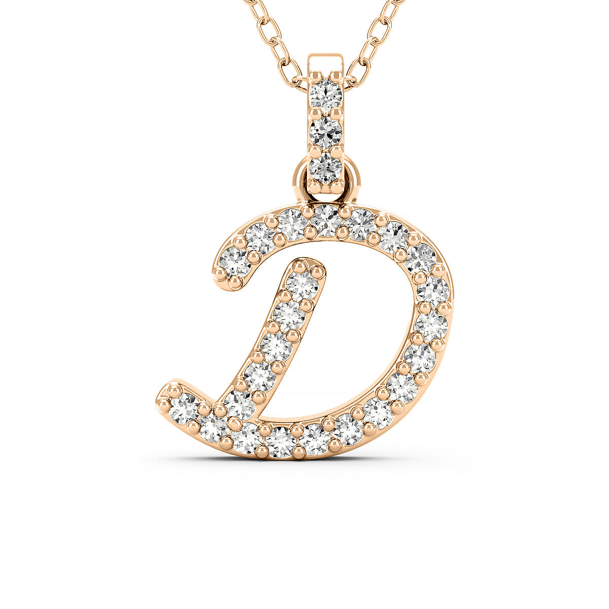 Diamond initial pendant 14K yellow/white/rose P1228 9mm