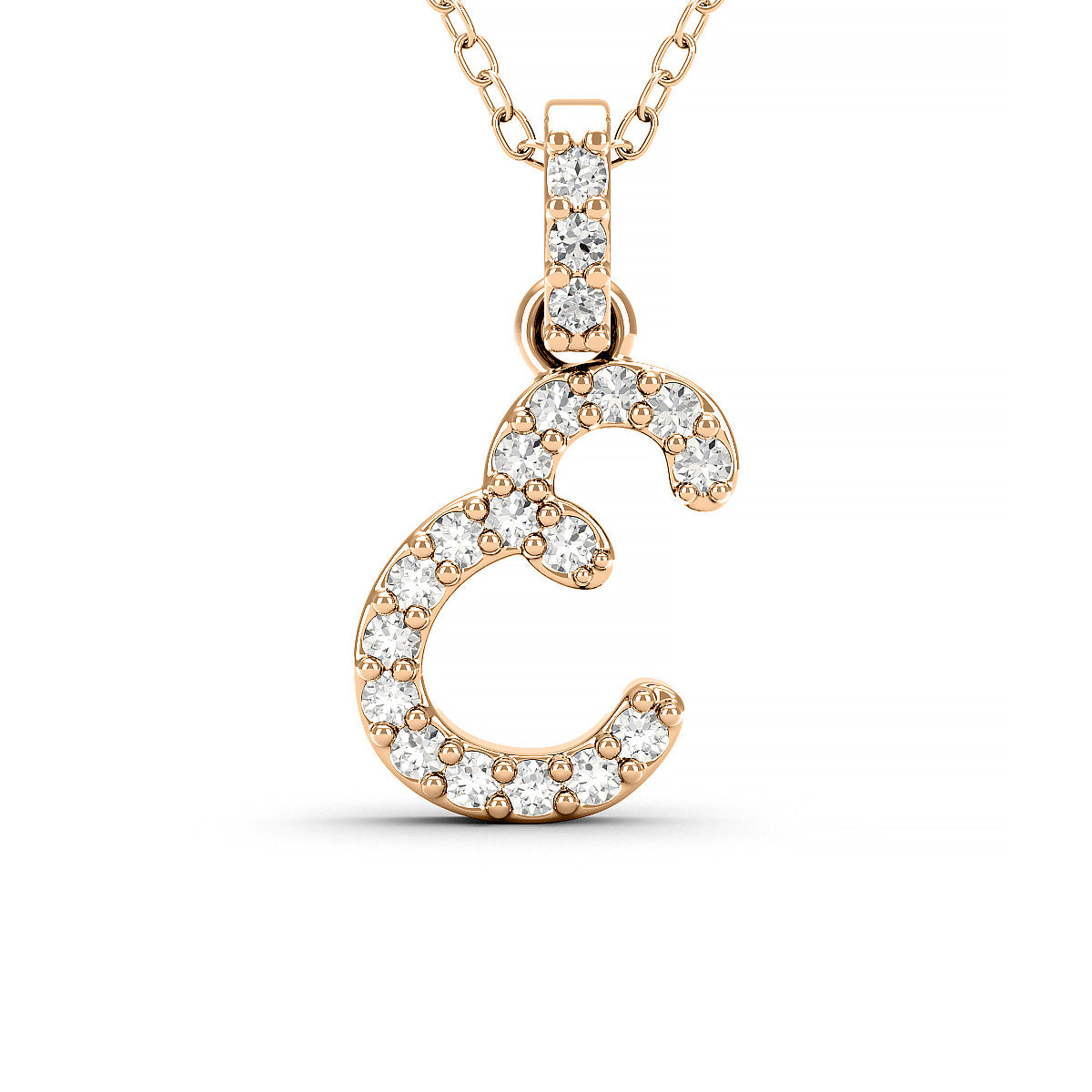 Diamond initial pendant 14K yellow/white/rose P1228 9mm