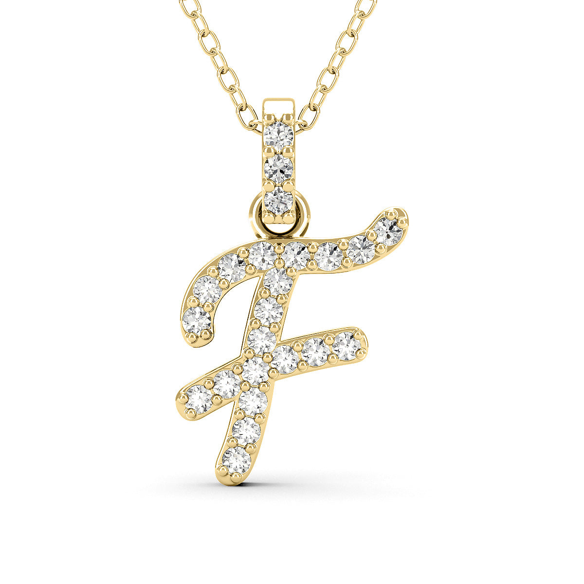 Diamond initial pendant 14K yellow/white/rose P1228 9mm