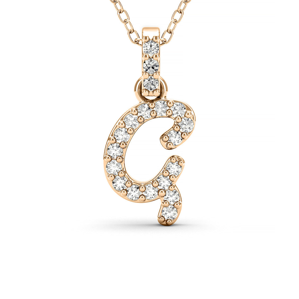 Diamond initial pendant 14K yellow/white/rose P1228 9mm