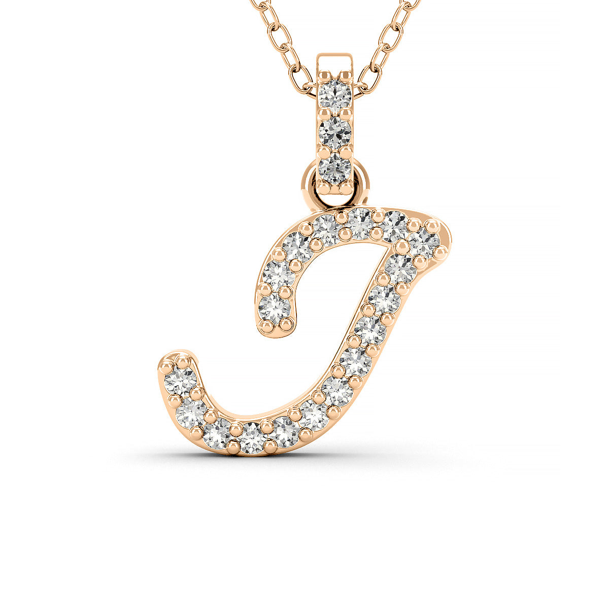 Diamond initial pendant 14K yellow/white/rose P1228 9mm