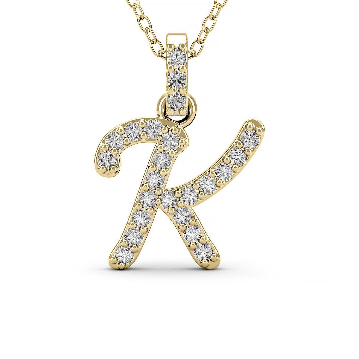 Diamond initial pendant 14K yellow/white/rose P1228 9mm