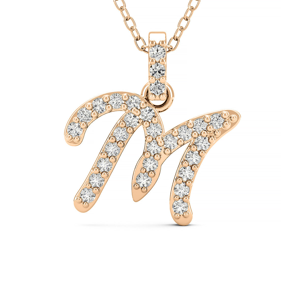 Diamond initial pendant 14K yellow/white/rose P1228 9mm