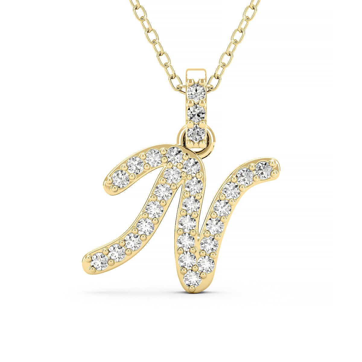 Diamond initial pendant 14K yellow/white/rose P1228 9mm