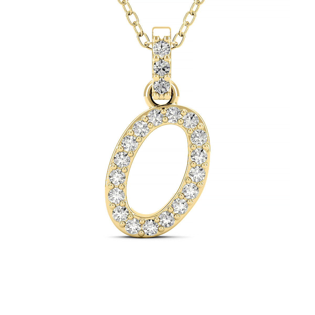 Diamond initial pendant 14K yellow/white/rose P1228 9mm