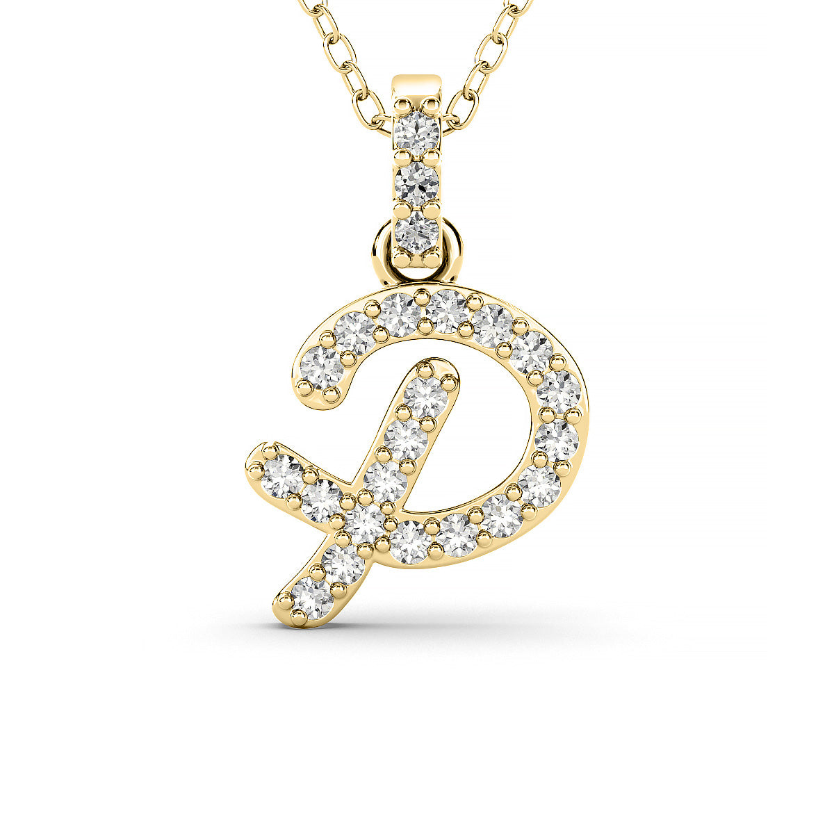 Diamond initial pendant 14K yellow/white/rose P1228 9mm