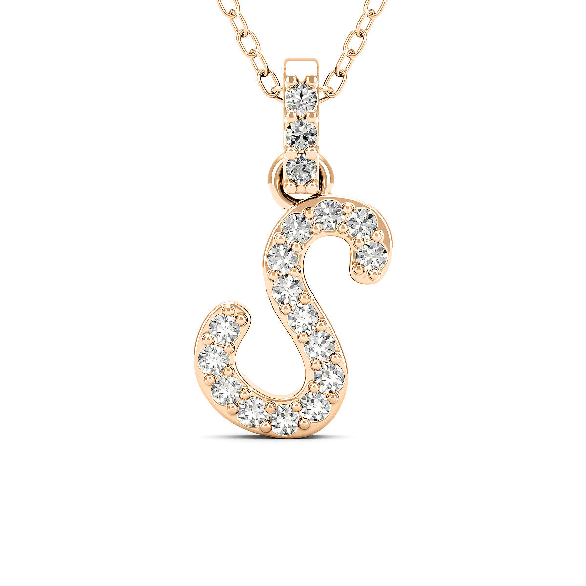 Diamond initial pendant 14K yellow/white/rose P1228 9mm