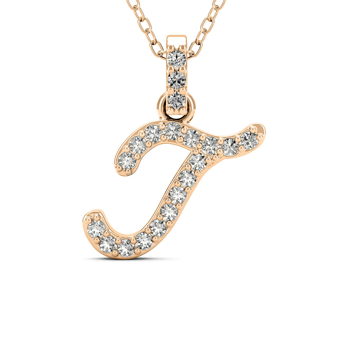 Diamond initial pendant 14K yellow/white/rose P1228 9mm