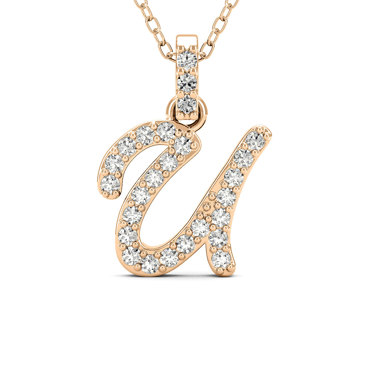 Diamond initial pendant 14K yellow/white/rose P1228 9mm