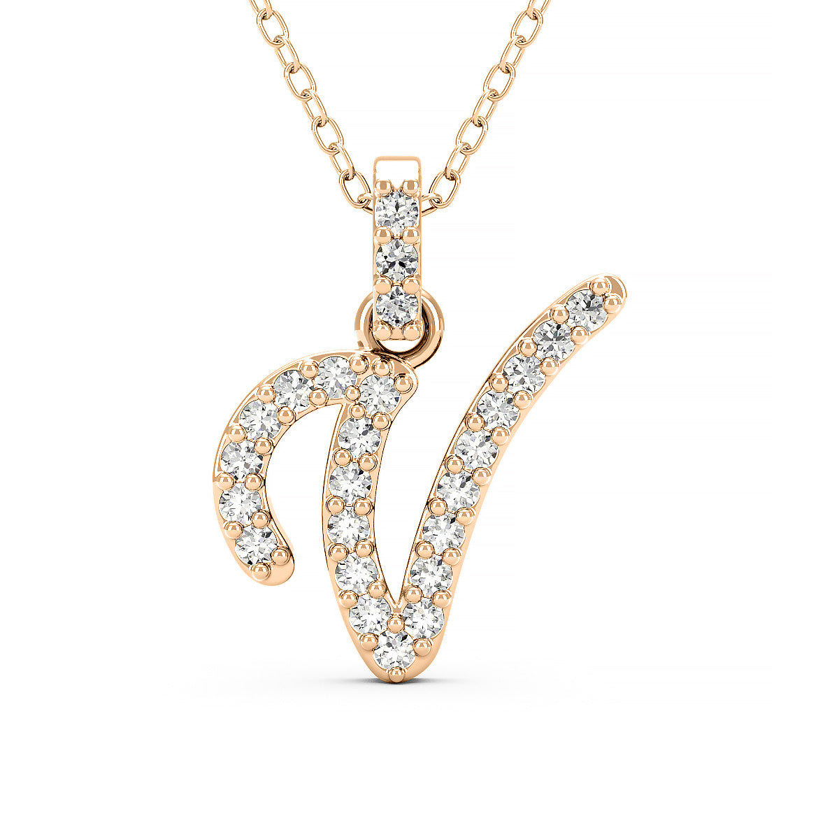 Diamond initial pendant 14K yellow/white/rose P1228 9mm