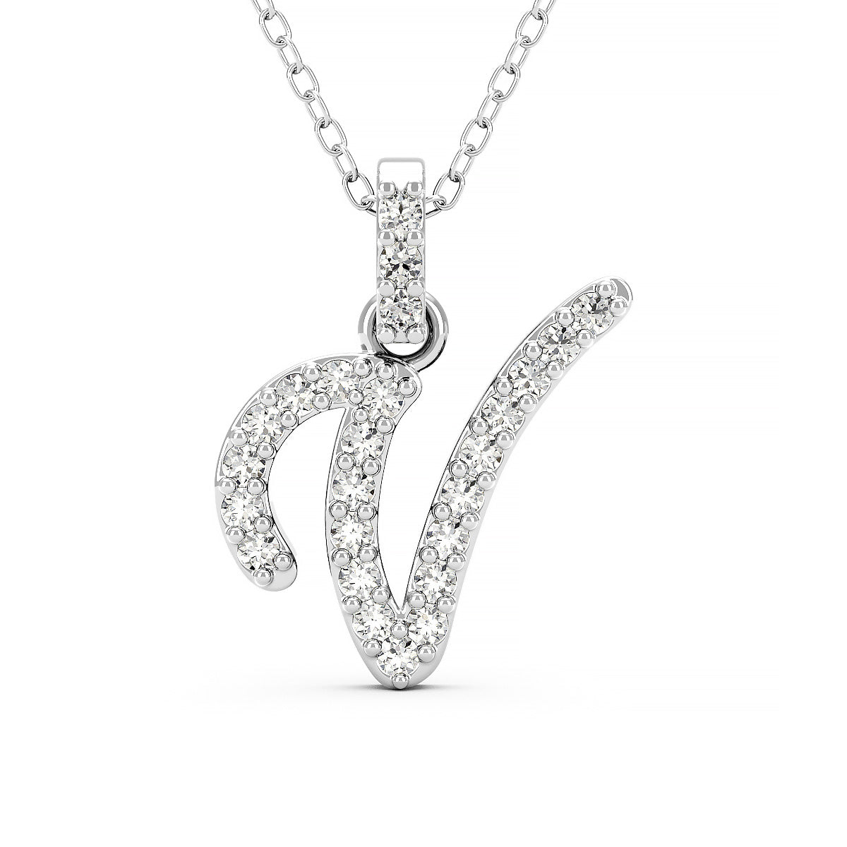 Diamond initial pendant 14K yellow/white/rose P1228 9mm