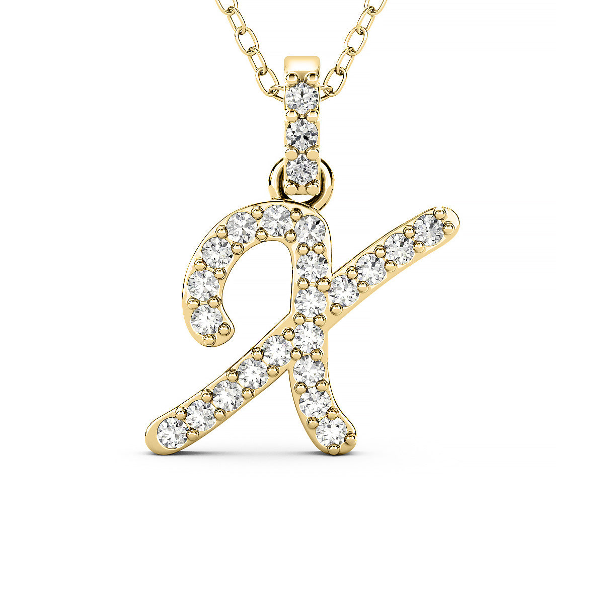 Diamond initial pendant 14K yellow/white/rose P1228 9mm