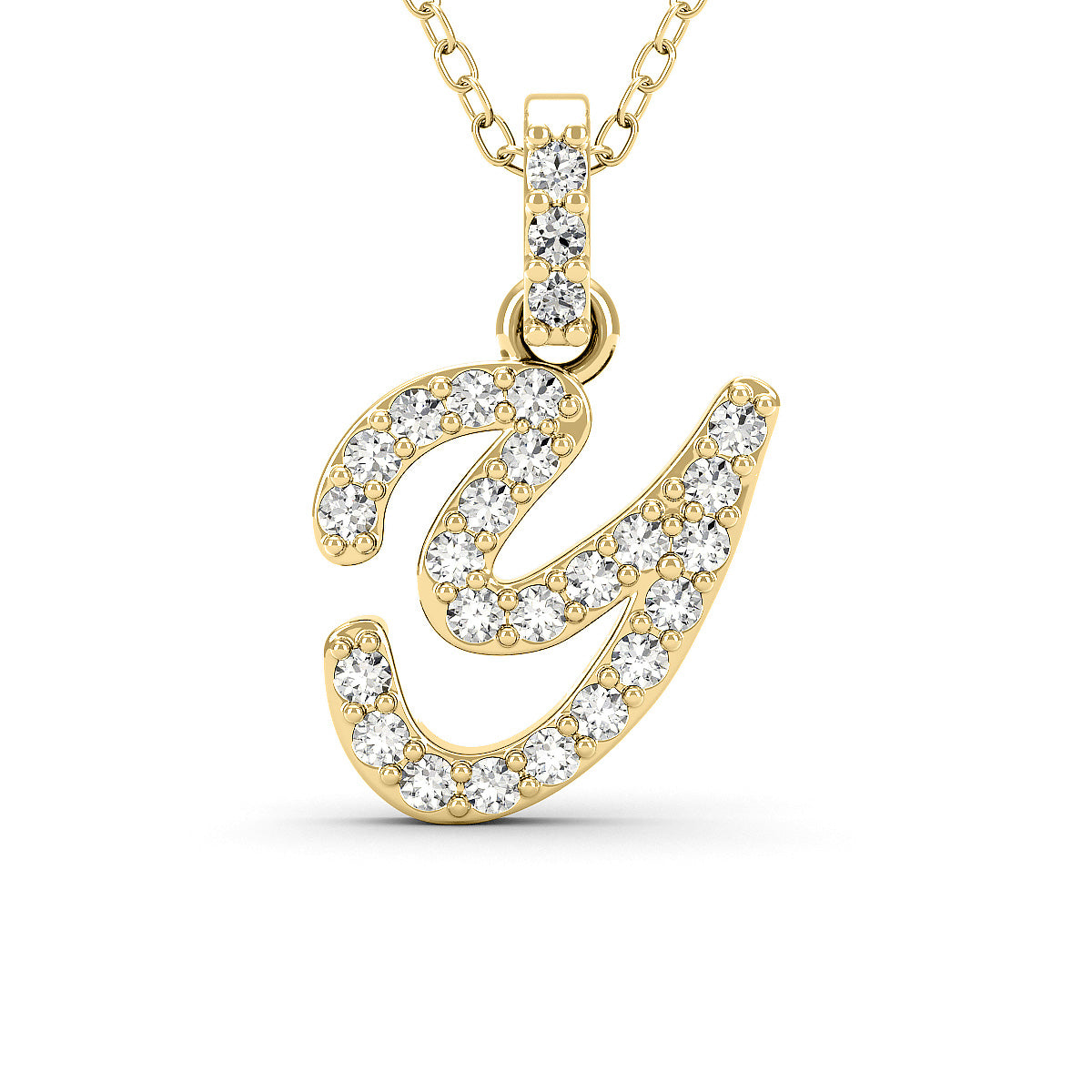 Diamond initial pendant 14K yellow/white/rose P1228 9mm