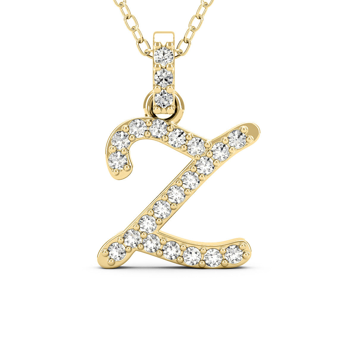 Diamond initial pendant 14K yellow/white/rose P1228 9mm