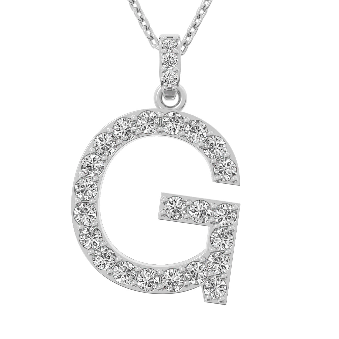 Diamond initial pendant 14K white/yellow/rose P1222-26mm