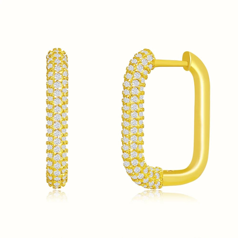 Medium Rectangle Diamond Hoops