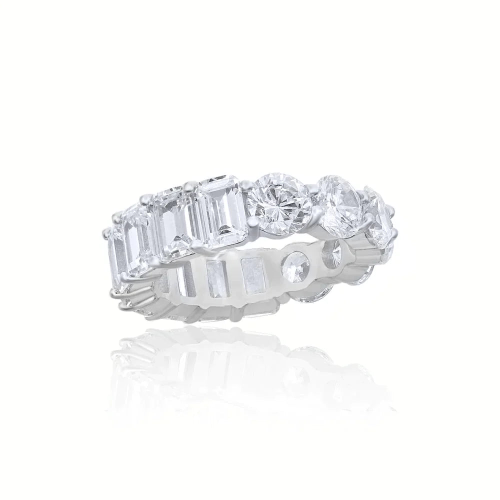 Round Stone Emerald Cut Eternity Band