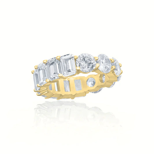 Round Stone Emerald Cut Eternity Band