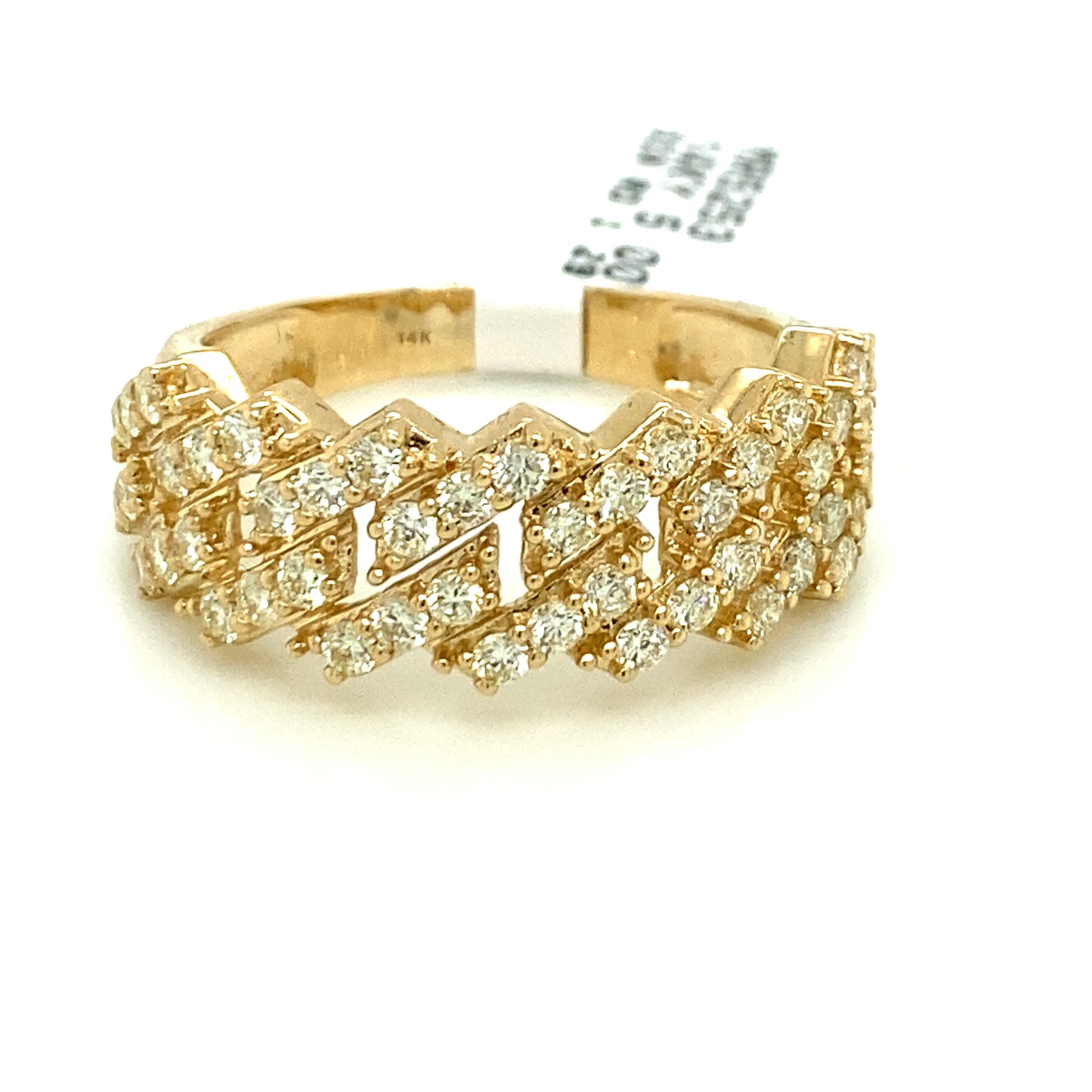 Cuban style diamond ring 14k yellow/white/rose gold RY1143