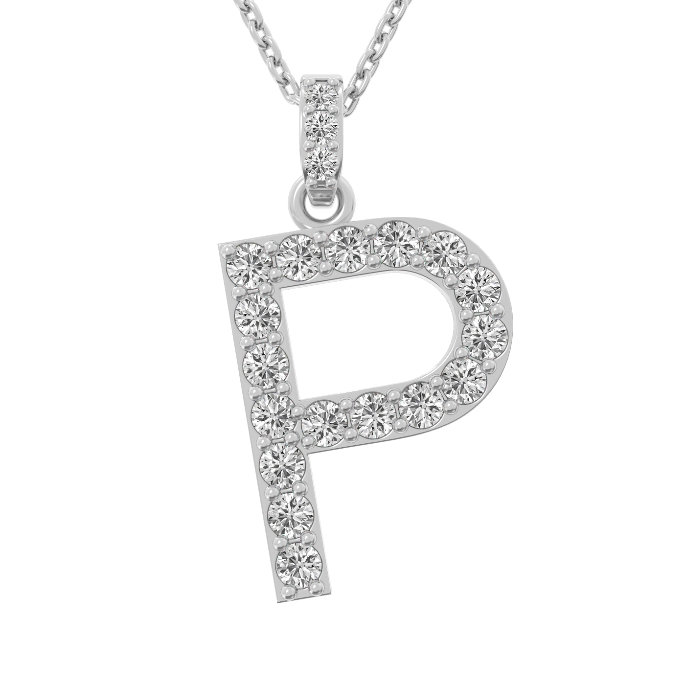 Diamond initial pendant 14K white/yellow/rose P1222-26mm