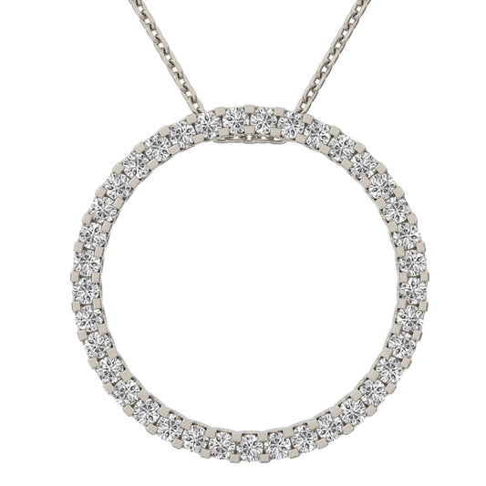 Diamond round necklace pendant 14k white/yellow/rose P1047