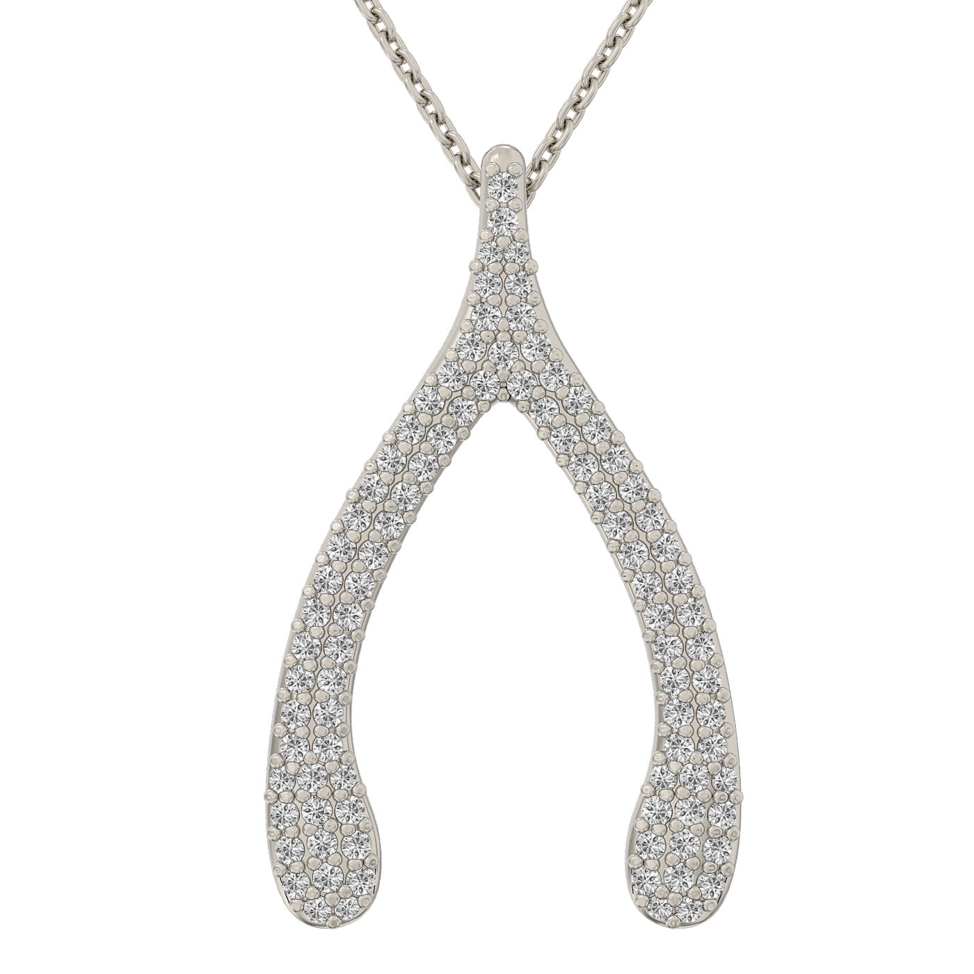 Diamond wishbone necklace pendant 14k white/yellow/rose P1138