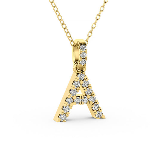 Diamond initial pendant 14K yellow/white/rose P1234-A 8mm