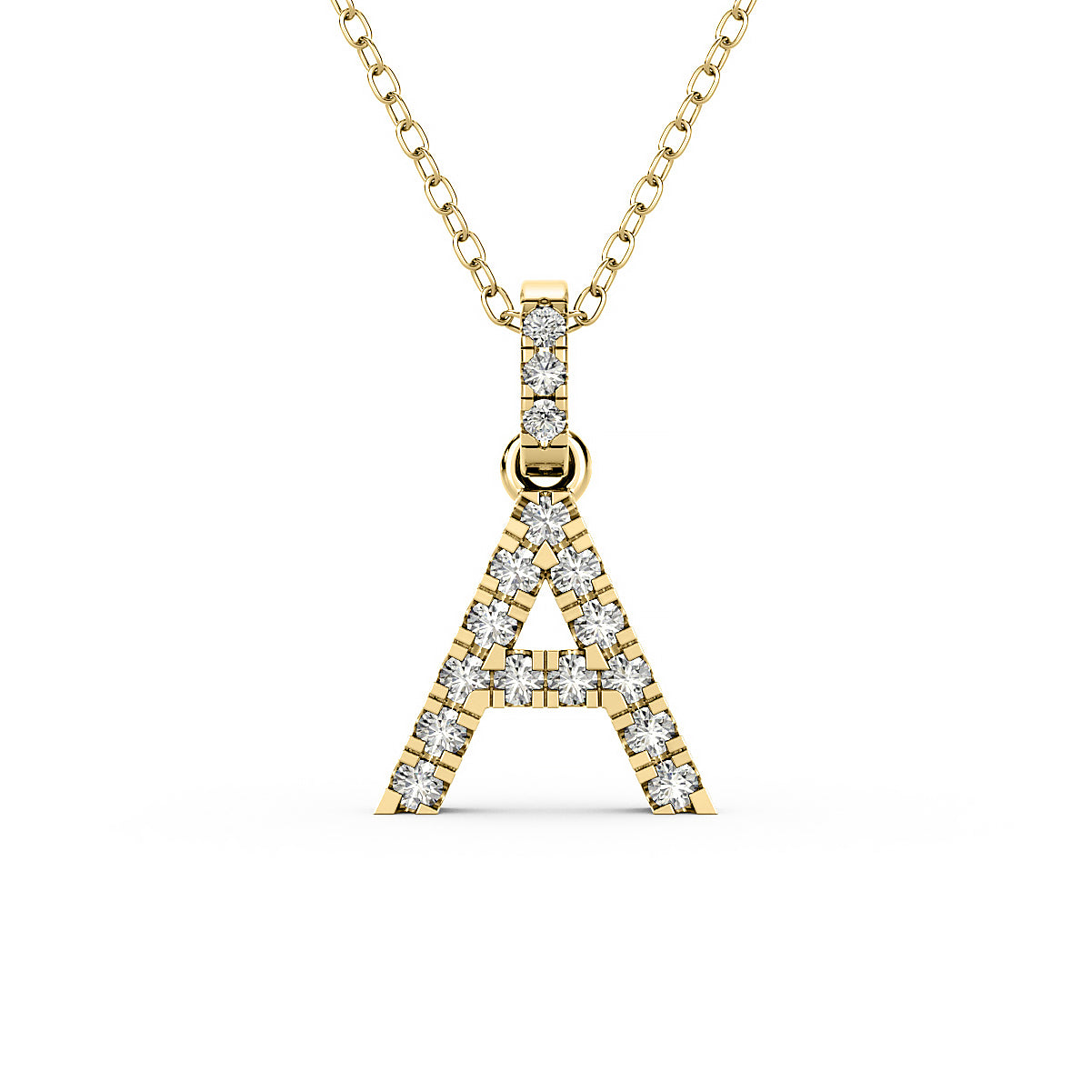 Diamond initial pendant 14K yellow/white/rose P1234-A 8mm