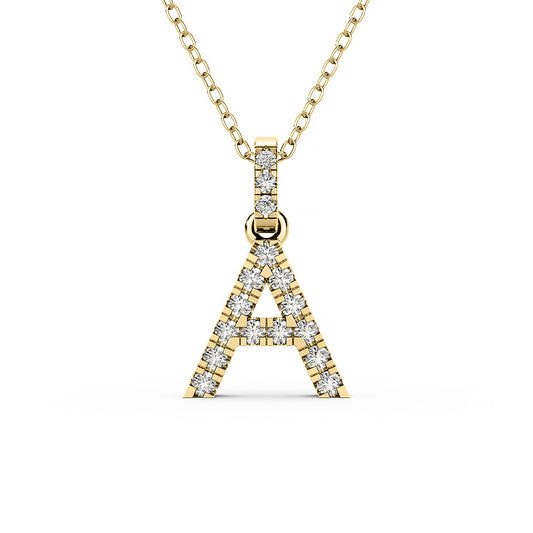 Diamond initial pendant 14K yellow/white/rose P1234-A 8mm