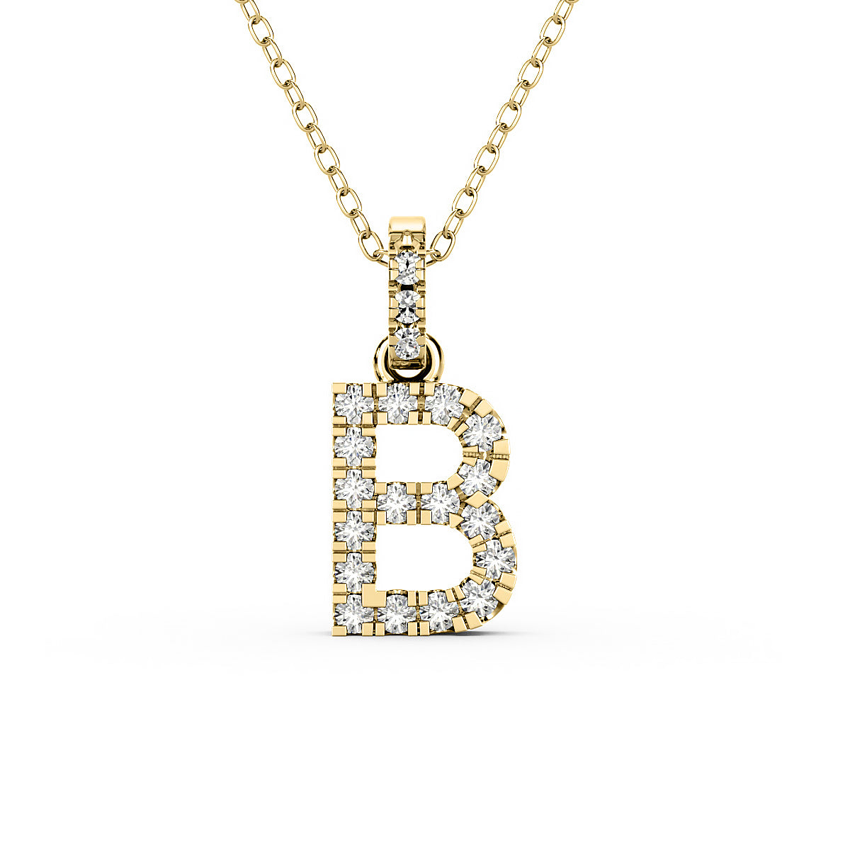 Diamond initial pendant 14K yellow / white / rose P1234 8mm