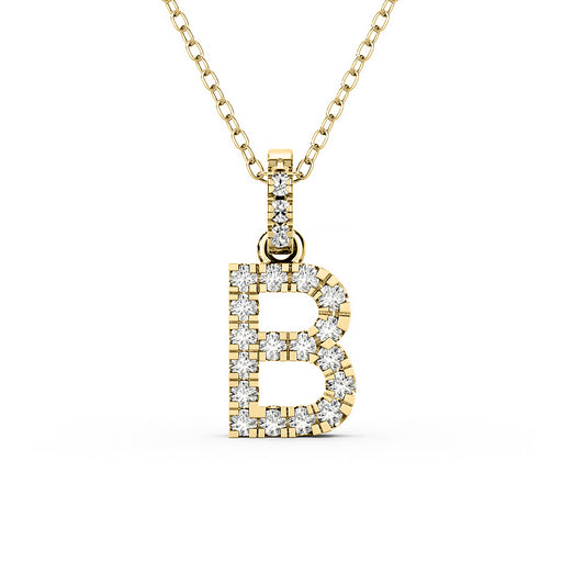 Diamond initial pendant 14K yellow/white/rose P1234-B 8mm