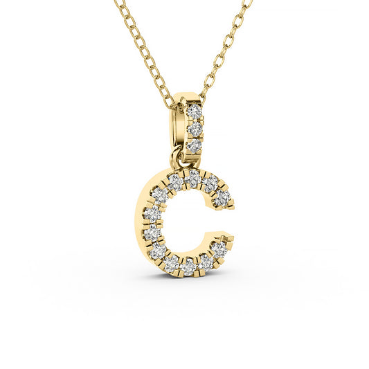 Diamond initial pendant 14K yellow/white/rose P1234-C 8mm