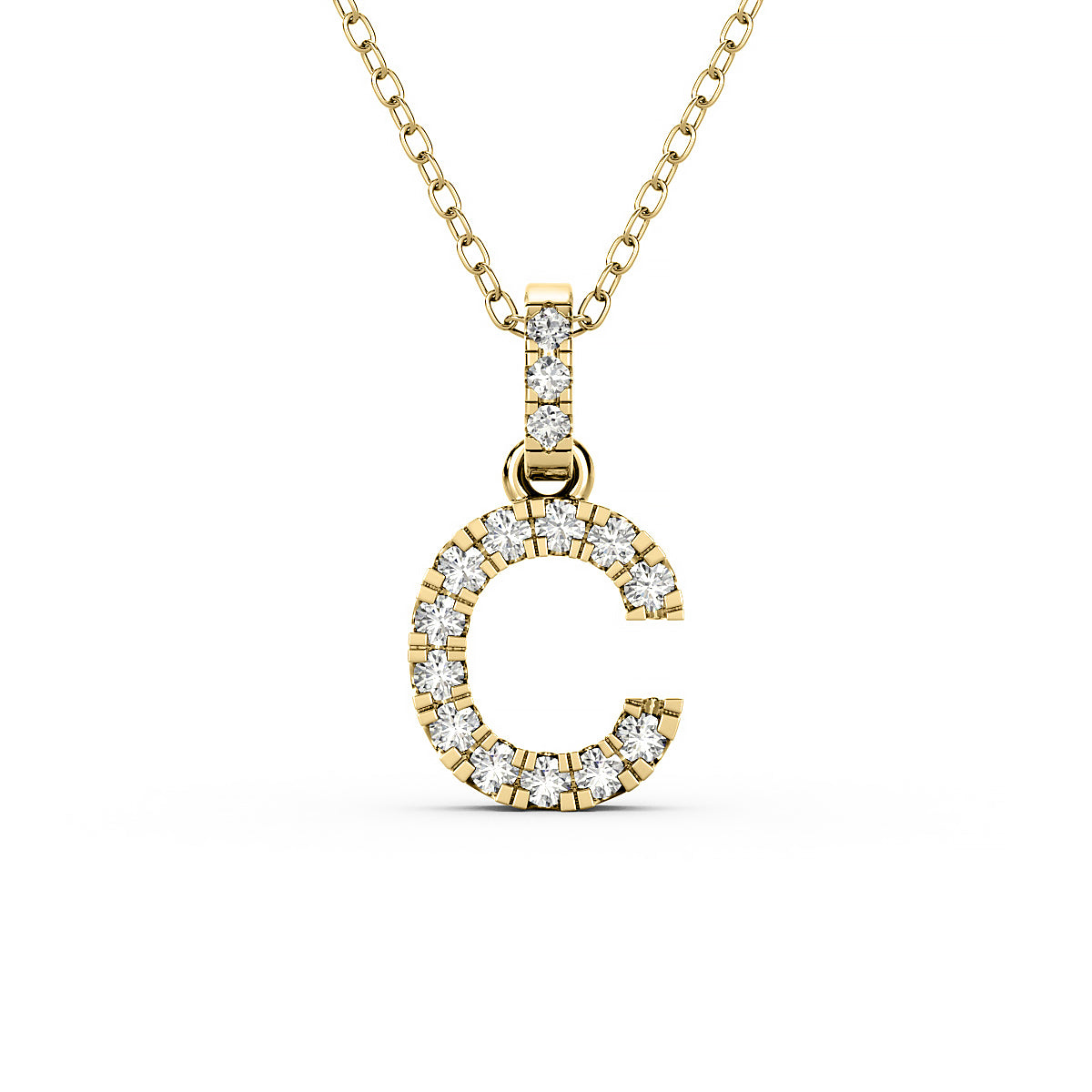 Diamond initial pendant 14K yellow / white / rose P1234 8mm