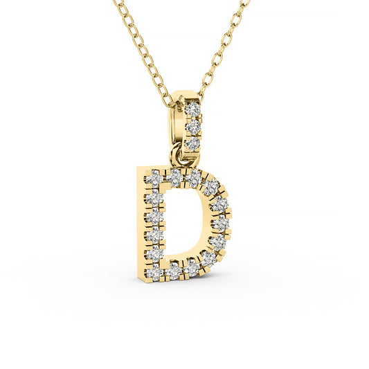 Diamond initial pendant 14K yellow/white/rose P1234-D 8mm