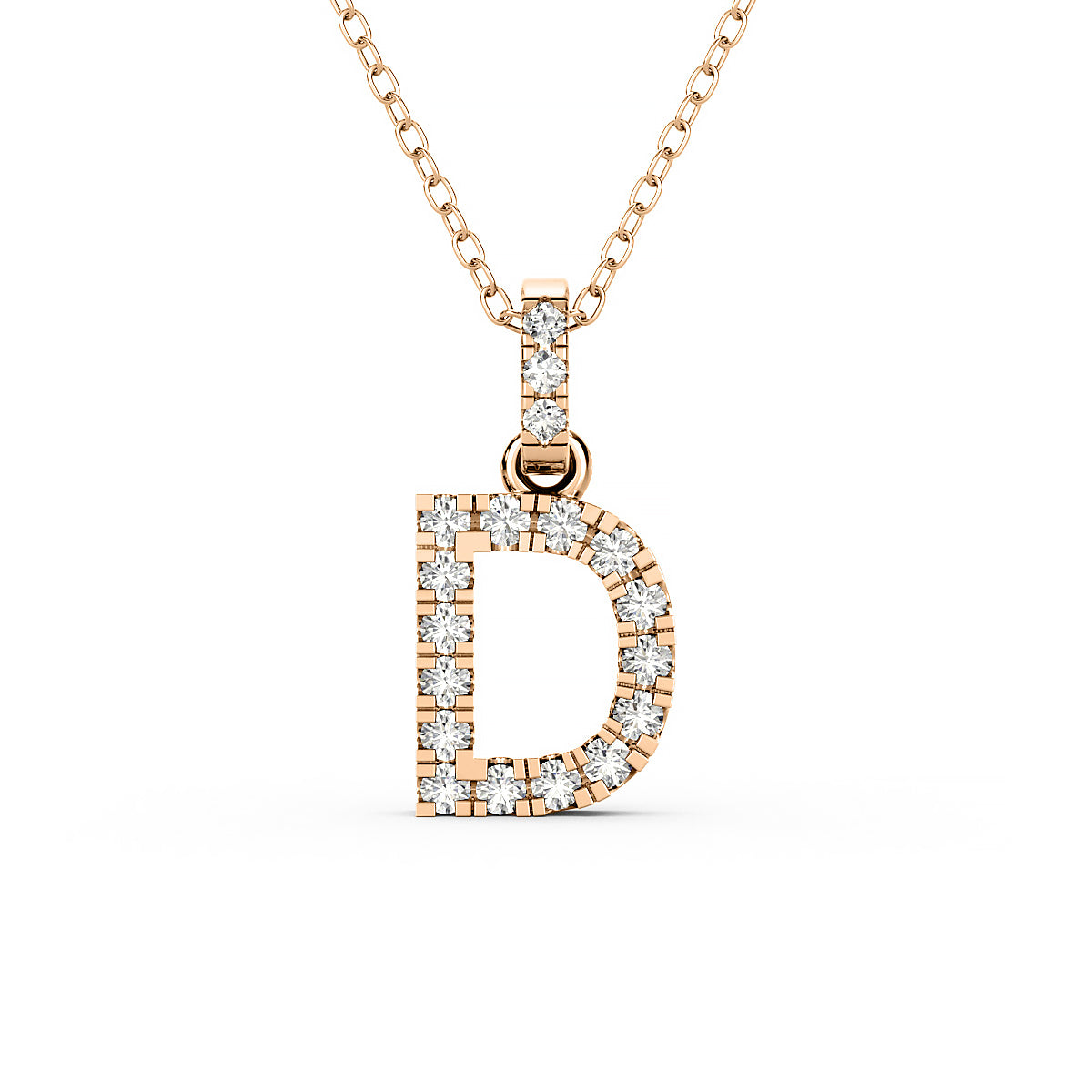 Diamond initial pendant 14K yellow / white / rose P1234 8mm