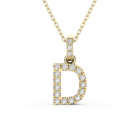 Diamond initial pendant 14K yellow/white/rose P1234-D 8mm