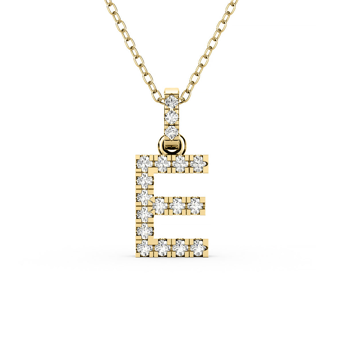 Diamond initial pendant 14K yellow/white/rose P1234-E 8mm