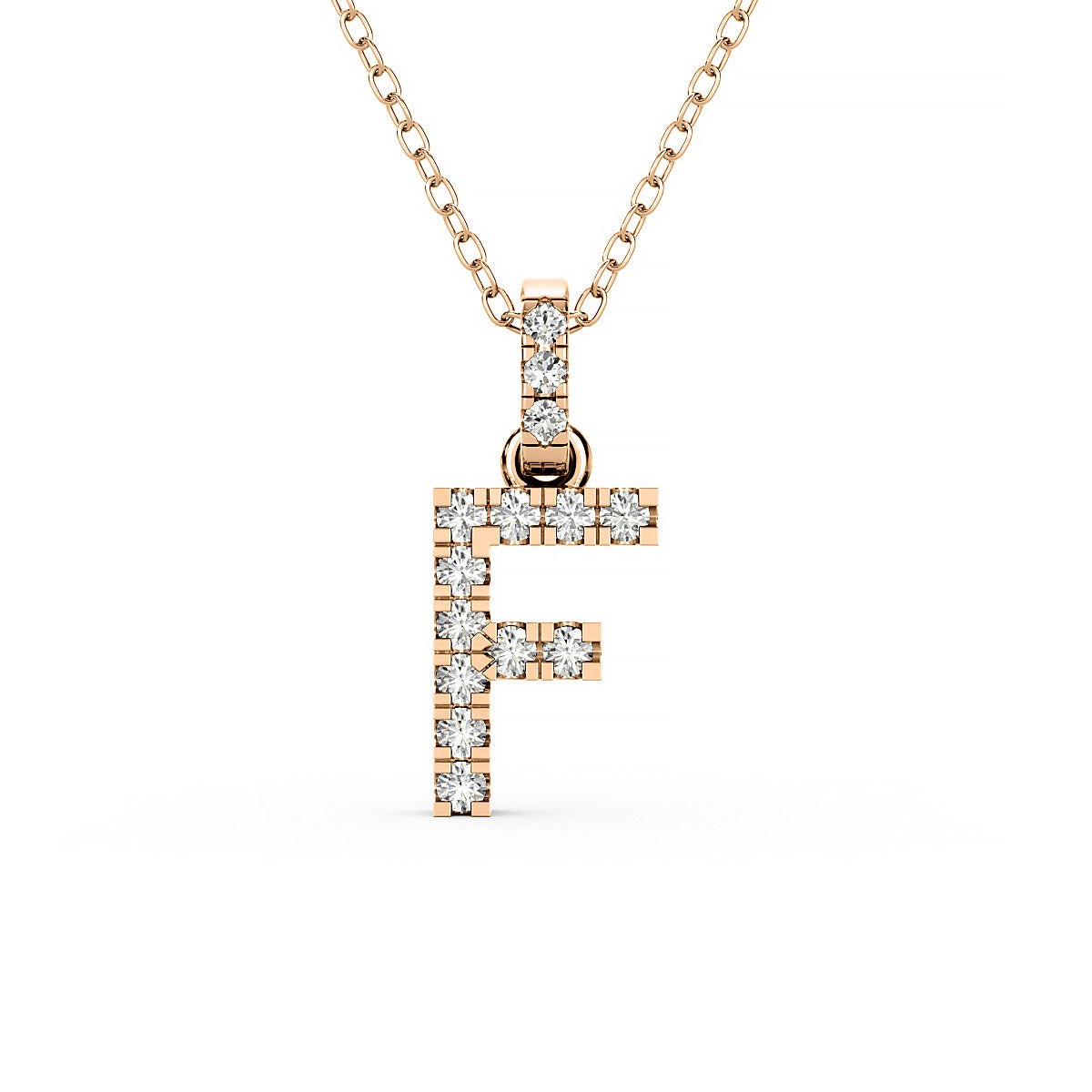 Diamond initial pendant 14K yellow / white / rose P1234 8mm