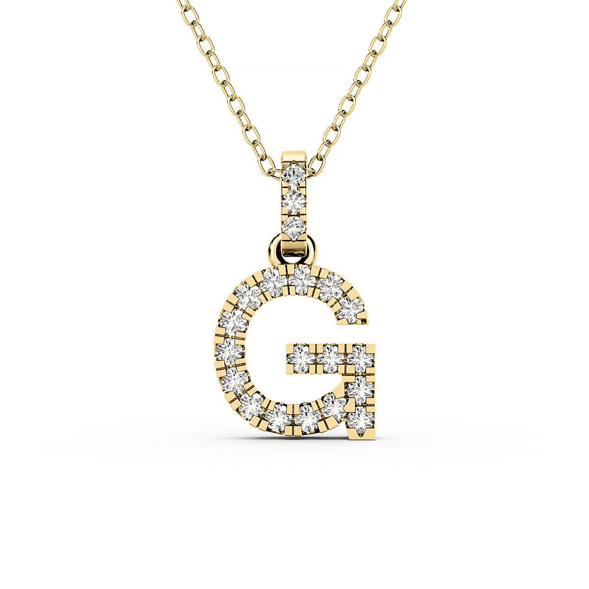 Diamond initial pendant 14K yellow/white/rose P1234-G 8mm