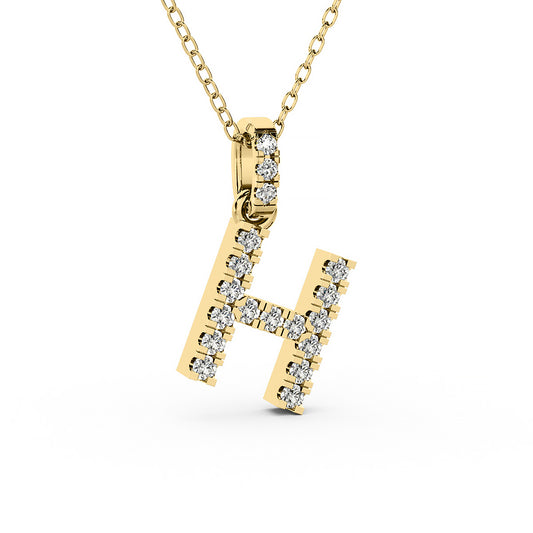 Diamond initial pendant 14K yellow/white/rose P1234-H 8mm