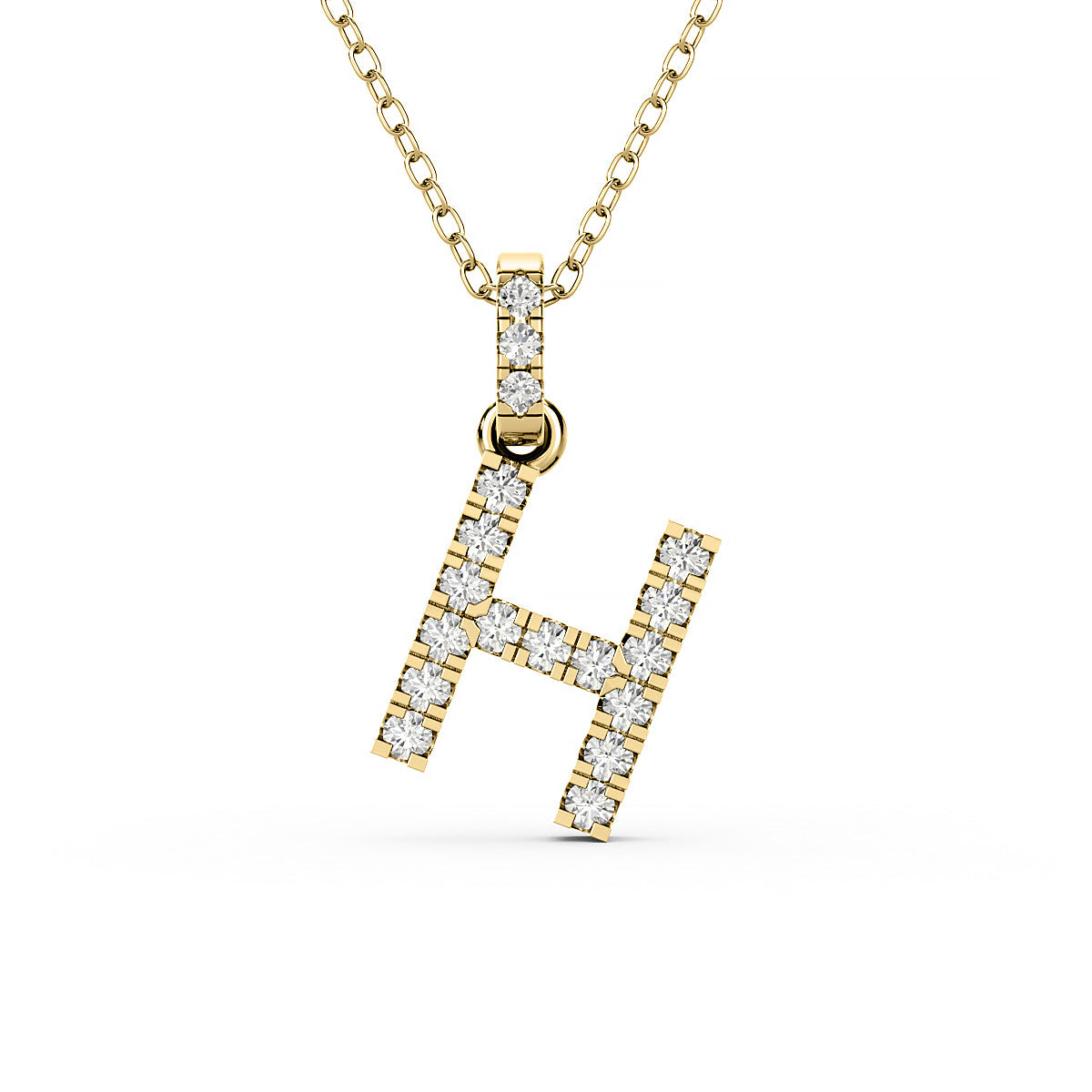 Diamond initial pendant 14K yellow / white / rose P1234 8mm