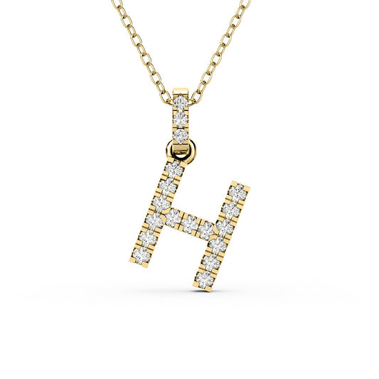 Diamond initial pendant 14K yellow/white/rose P1234-H 8mm