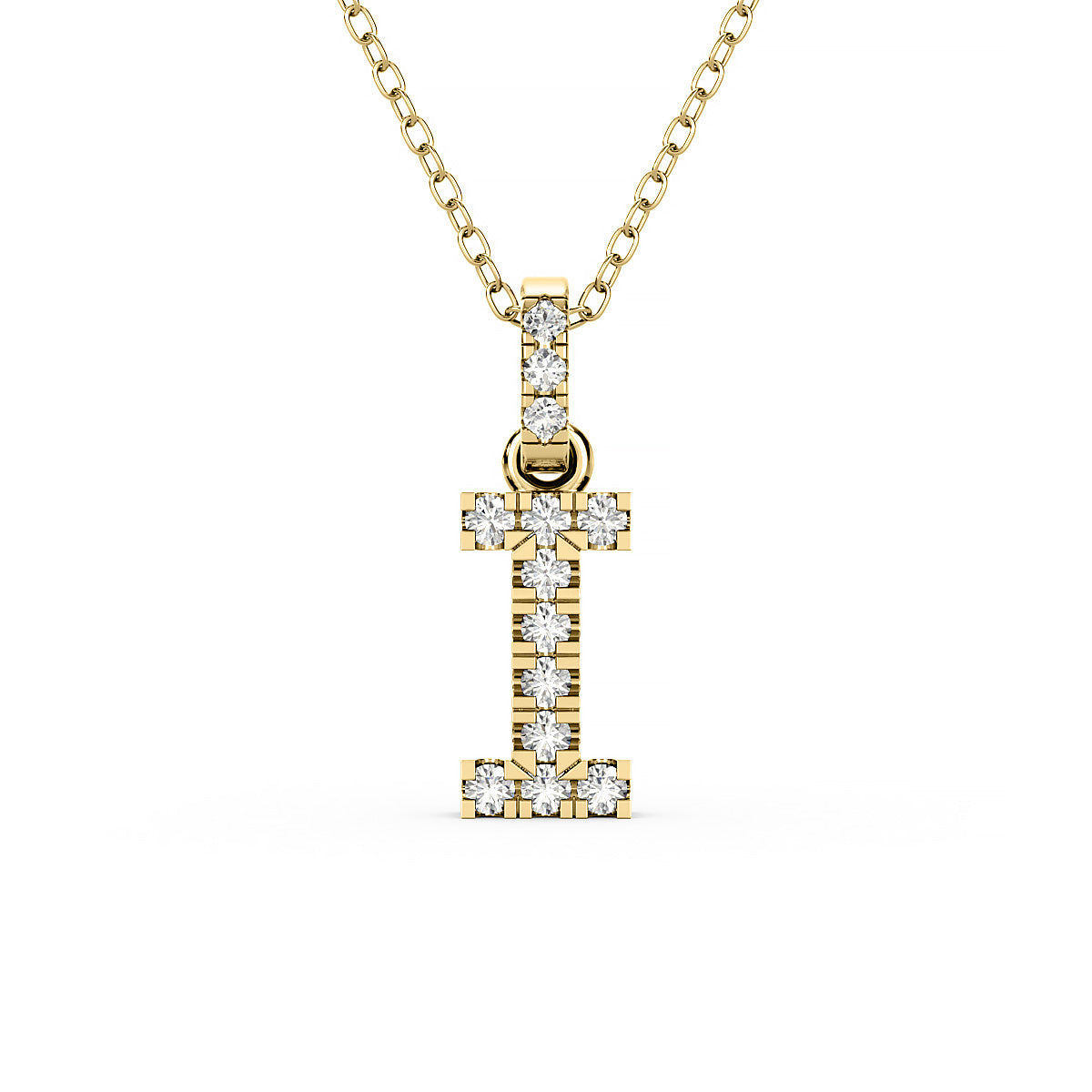 Diamond initial pendant 14K yellow / white / rose P1234 8mm