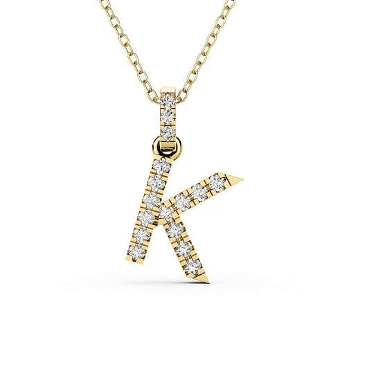 Diamond initial pendant 14K yellow/white/rose P1234-K 8mm