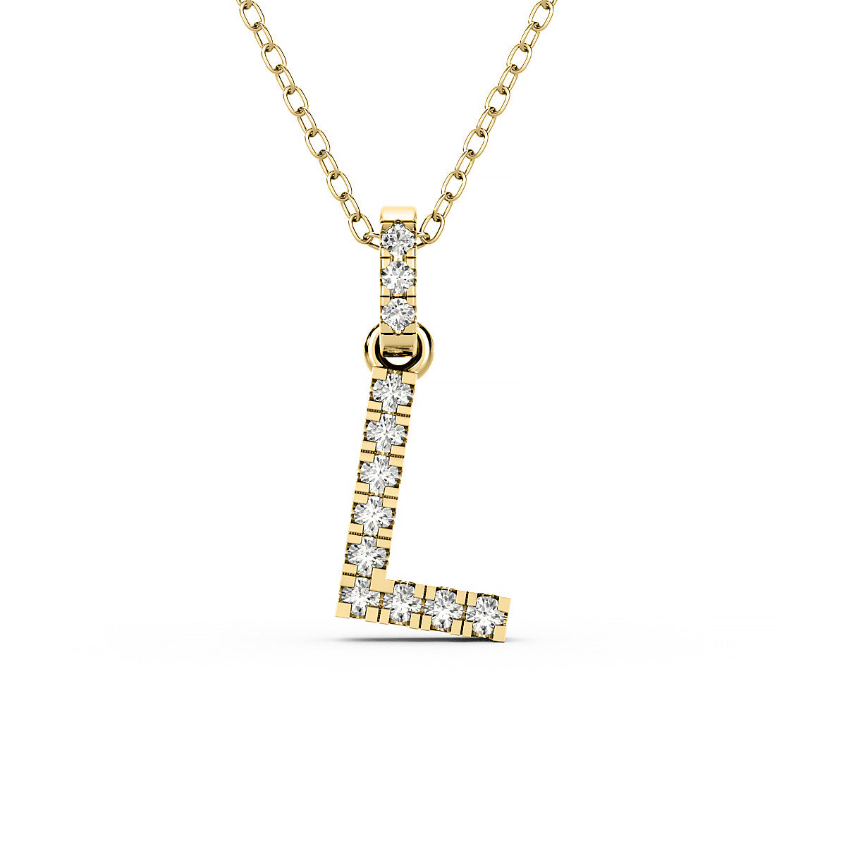 Diamond initial pendant 14K yellow/white/rose P1234-L 8mm