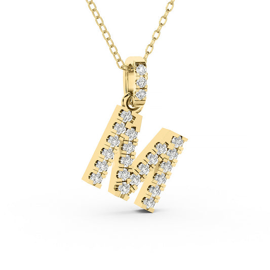 Diamond initial pendant 14K yellow/white/rose P1234-M 8mm