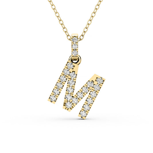 Diamond initial pendant 14K yellow/white/rose P1234-M 8mm