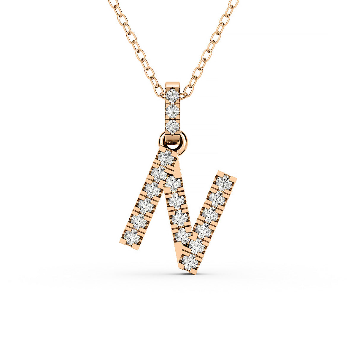 Diamond initial pendant 14K yellow / white / rose P1234 8mm