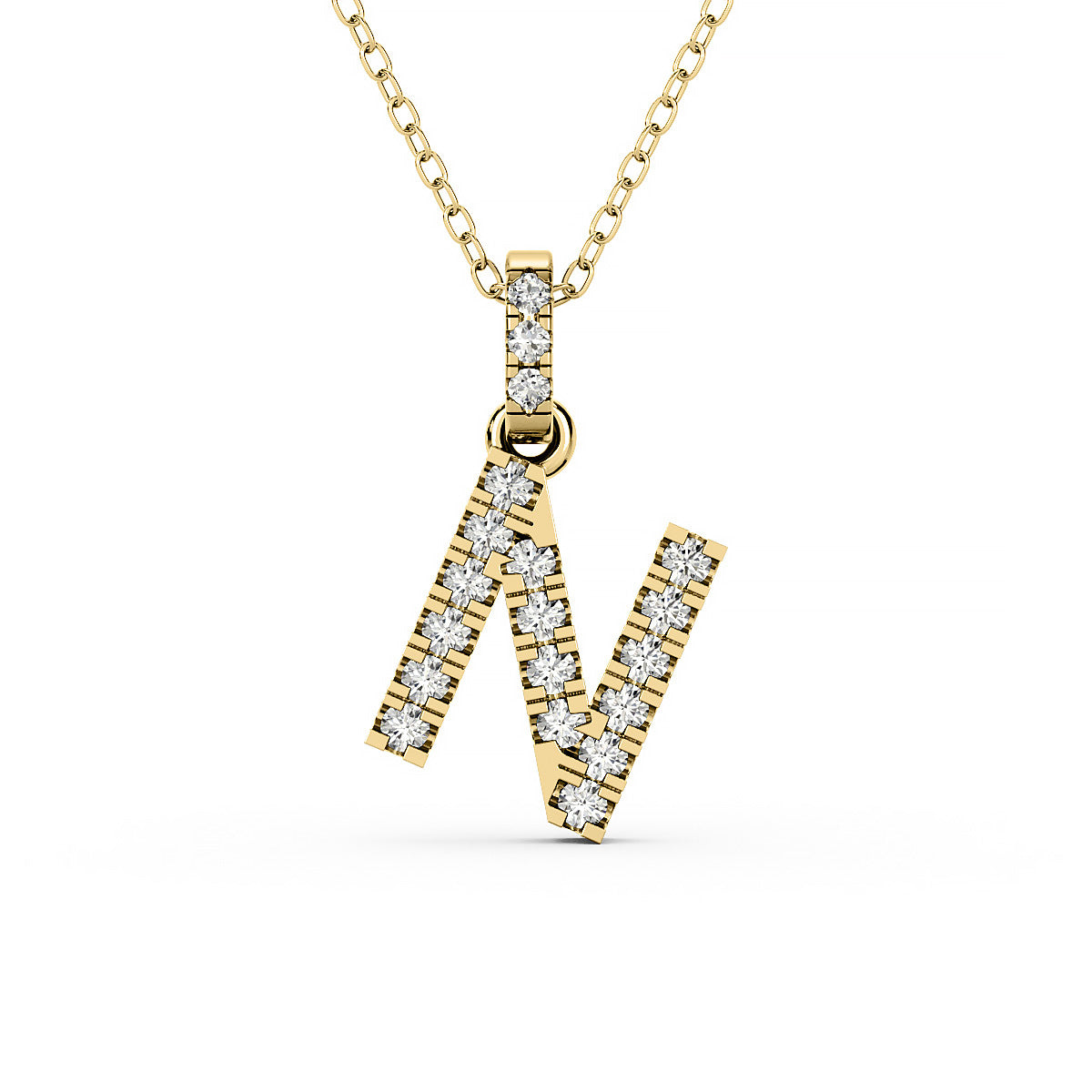 Diamond initial pendant 14K yellow/white/rose P1234-N 8mm